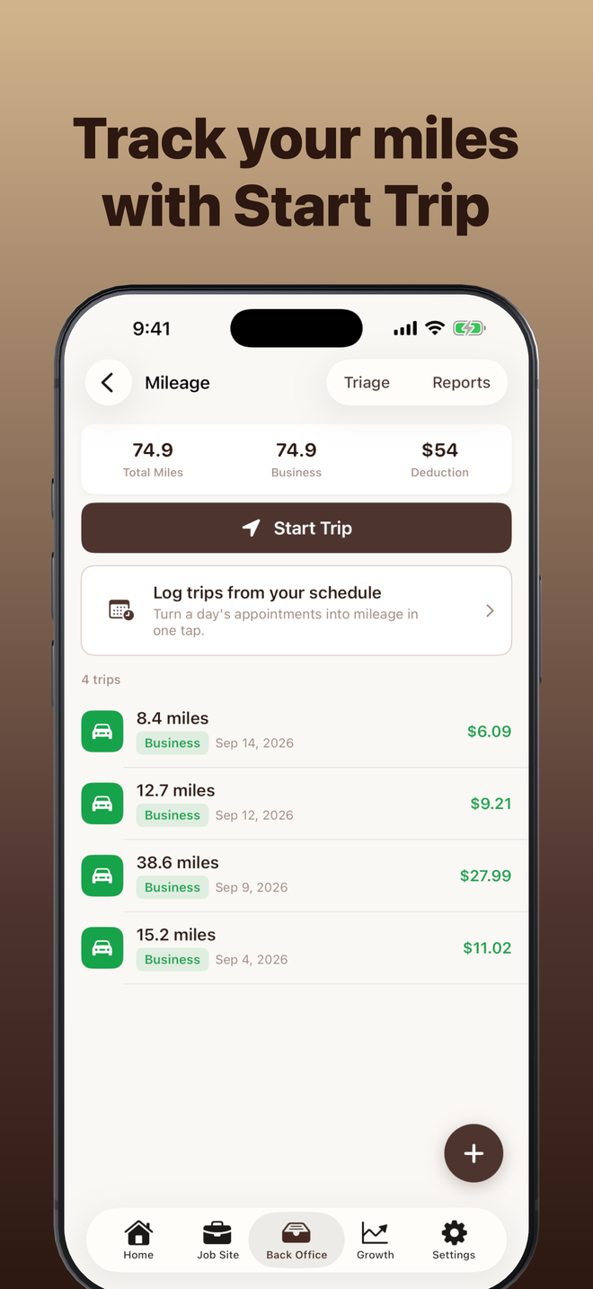 Bit & Grain mileage on iPhone with the headline Track your miles with Start Trip